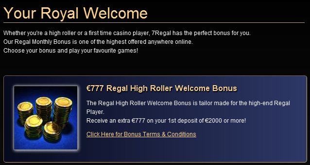 бонус в казино 7Regal